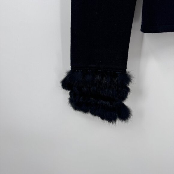 Yuka Black Cowl Neck Sweater Rabbit Fur Trim at Collar Wrist woman’s size Medium - Picture 4 of 11